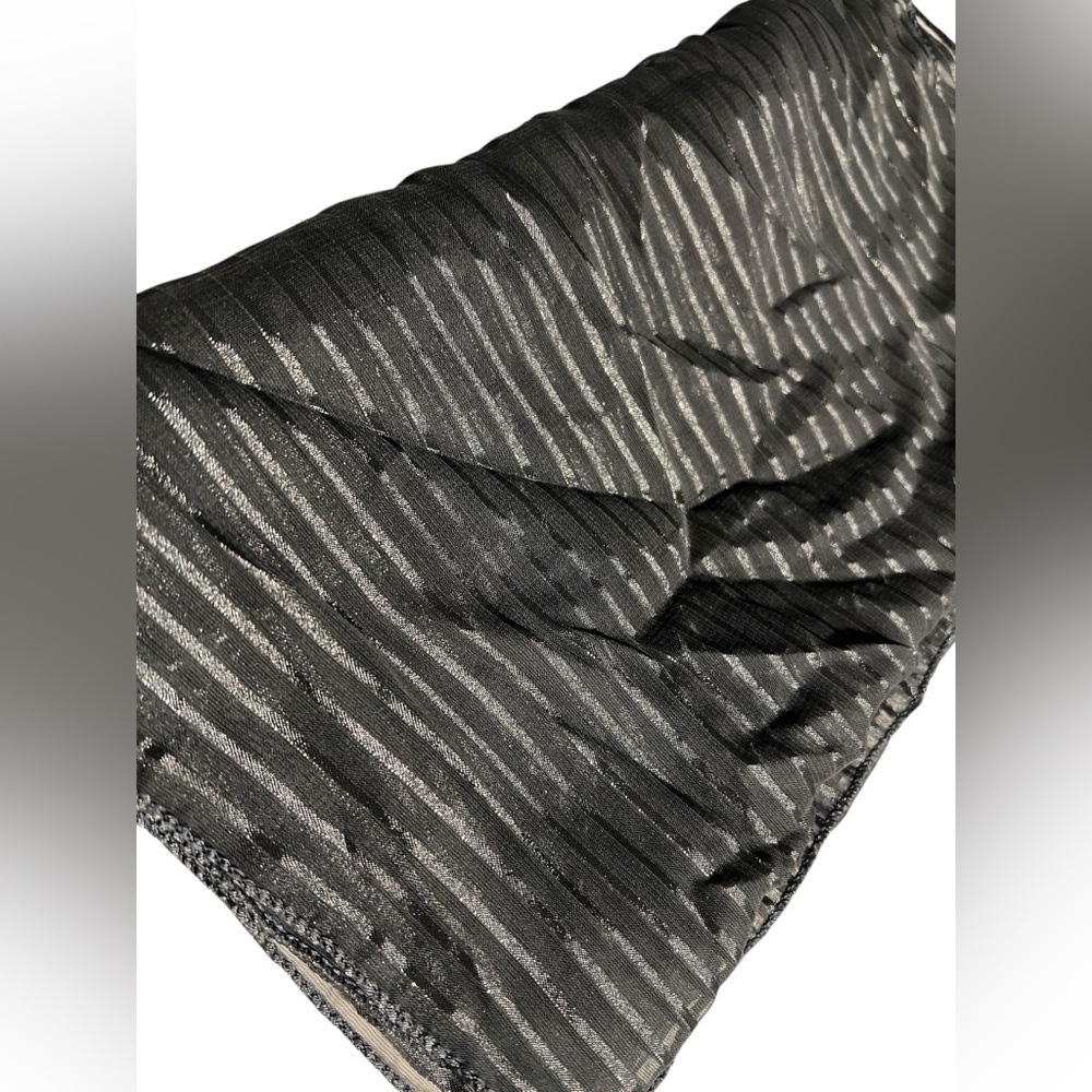 Elegant Black Striped Sheer Scarf, approx. 13”x60” - Picture 5 of 5